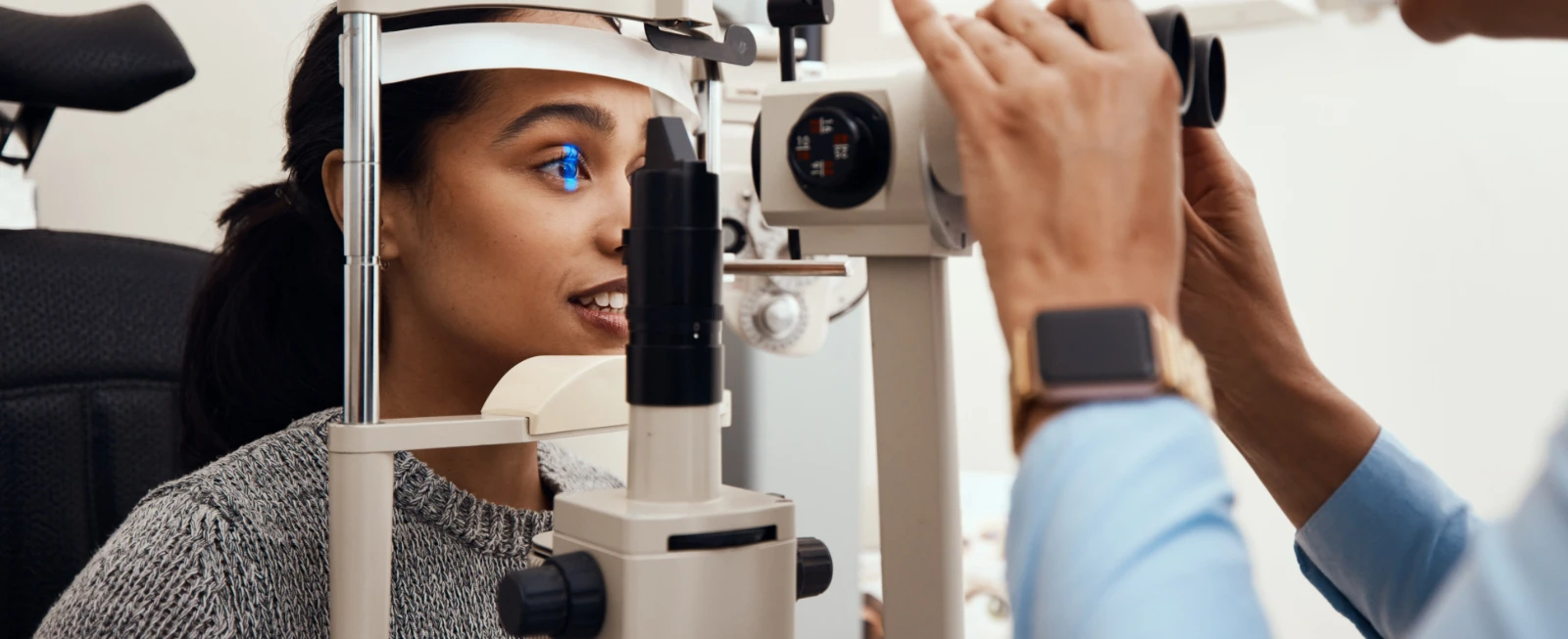 young woman during eye exam