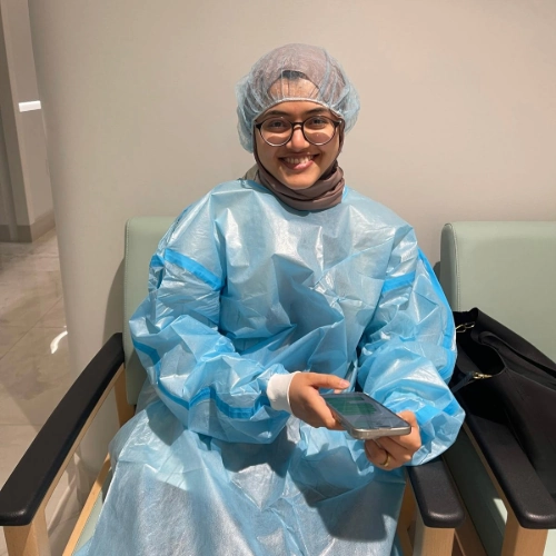 Happy I Love LASIK patient awaiting eye surgery