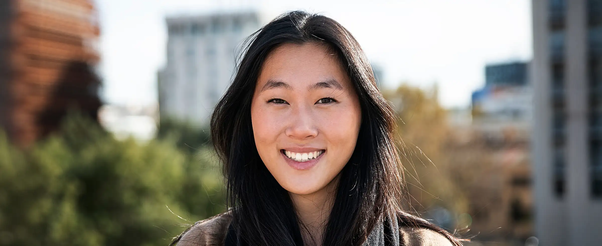 happy young ethnic woman enjoying clear vision