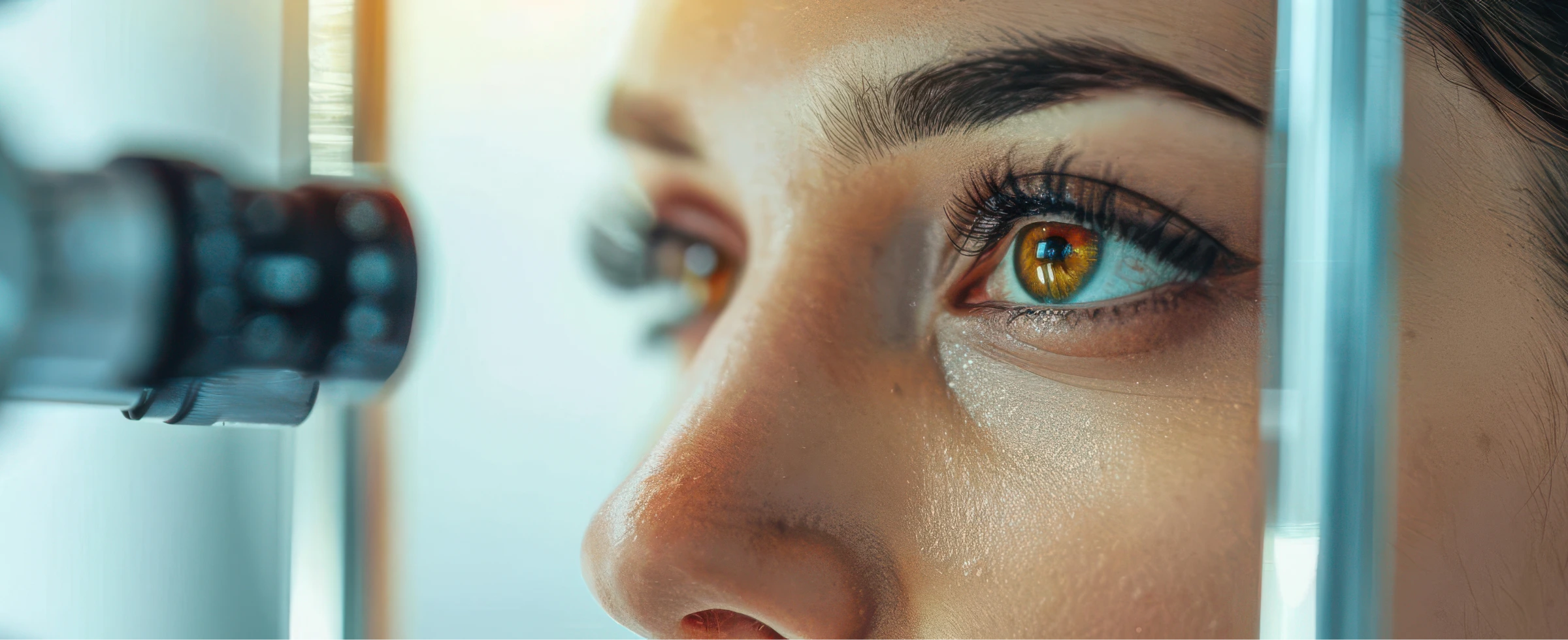 close up of a healthy brown eye on a young woman
