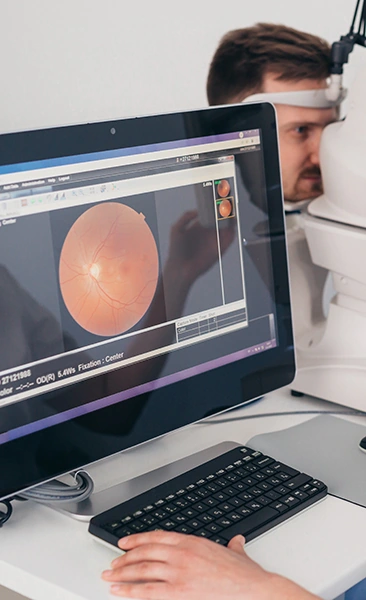 diagnostic scan of man's retina displayed on computer screen