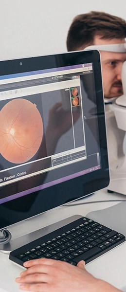 diagnostic scan of man's retina displayed on computer screen